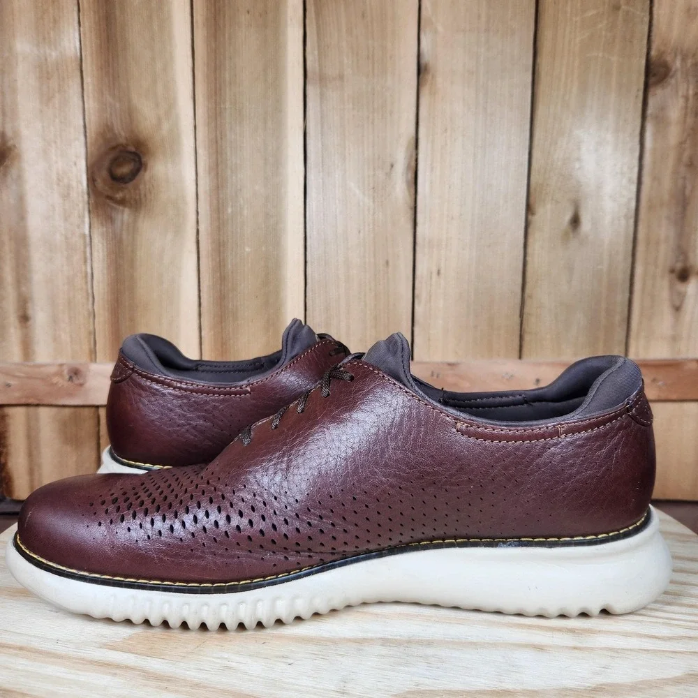 Cole Haan 2.Zerogrand Laser Mens 8.5 Brown Leather Perforated‎ Oxford Casual